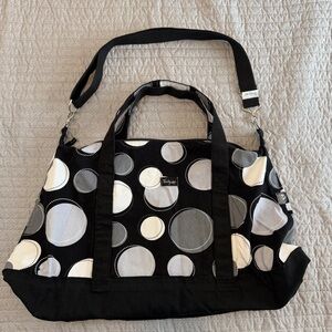 Thirty-one Black Gray and White Large Canvas Tote Canvas Shoulder Strap Zipper